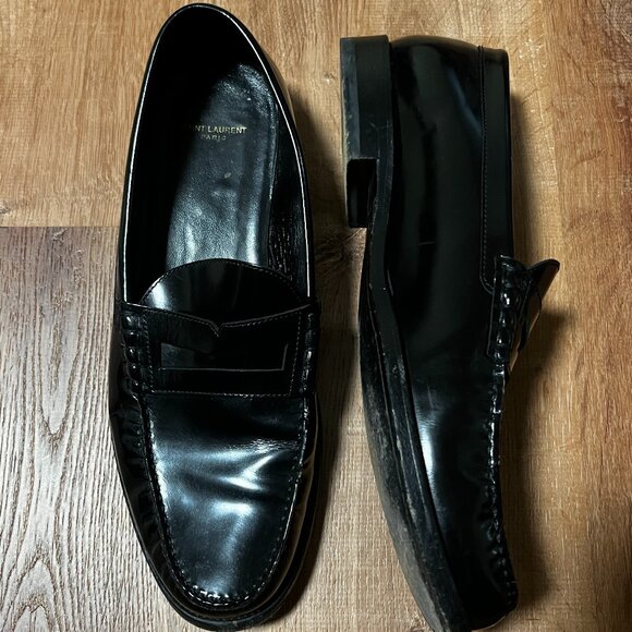 Saint Laurent Paris Le Loafer Monogram Leather Penny Loafers